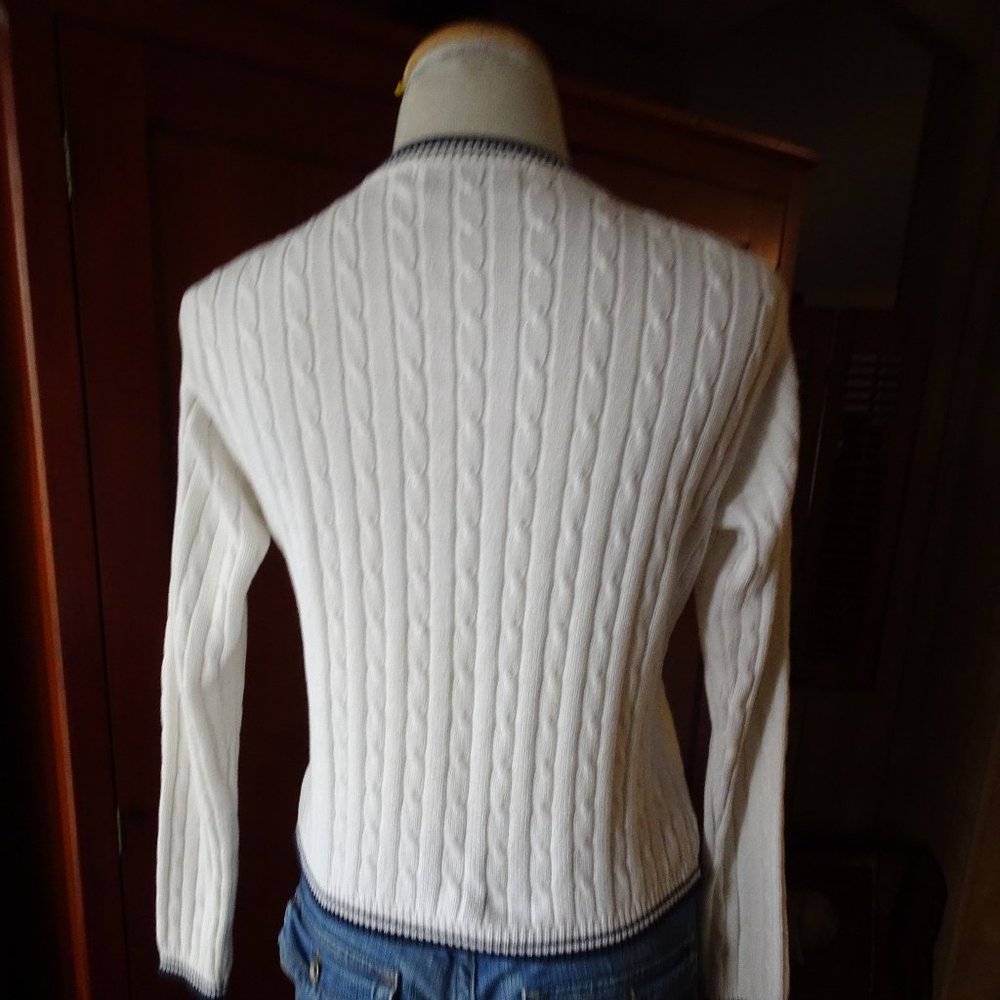 Vtg Marsh Landing White Preppy School Girl Sweater S View 5